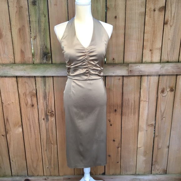 Donna Ricco Dresses & Skirts - Donna Ricco Gold Halter Cocktail Dress GUC